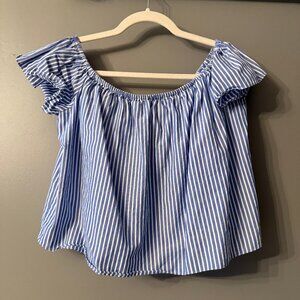 Zara Blue and White Striped Top